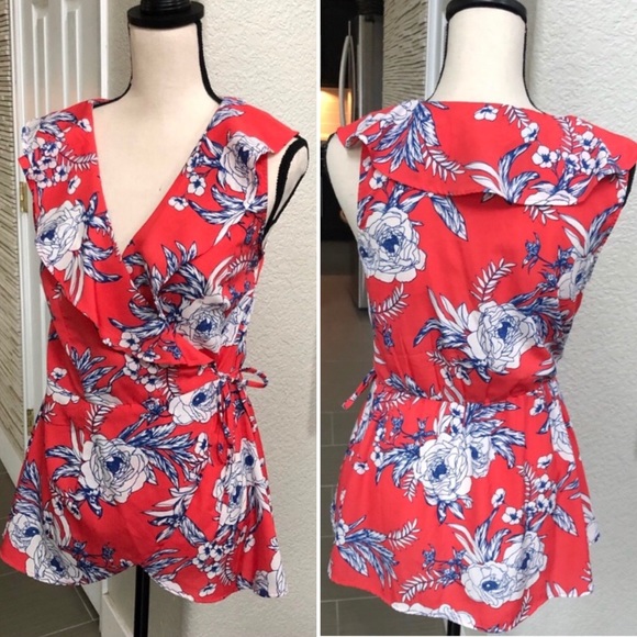 NWT✨ Floral Ruffle Peplum Wrap Top - Picture 8 of 9